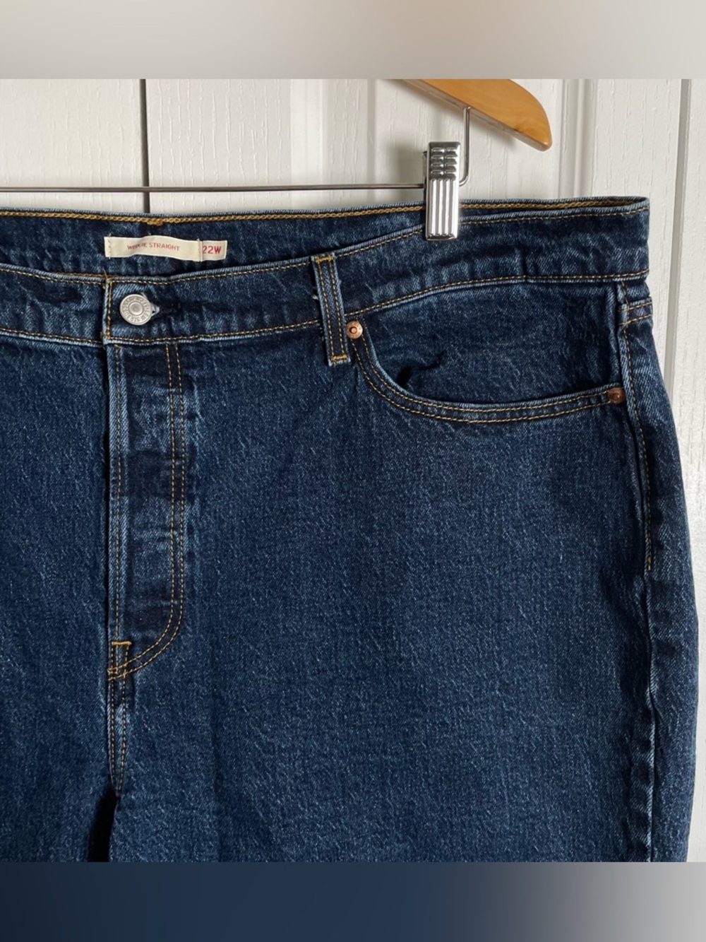 EUC Levi’s Premium Wedgie Straight Jeans Women’s 22W Blue Stretch Trendy Casual - Picture 5 of 16